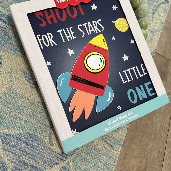 New Fisher-Price Space Explorer Rocket Wall Art Wood Boy’s Room Baby Nursery - Picture 6 of 15